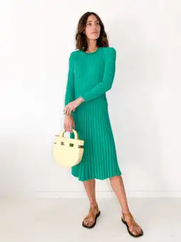 Scanlan Theodore Pleated Rib Cold Shoulder Dress in Emerald Green Size XS/ AU 6 for rent on The Volte - image 1
