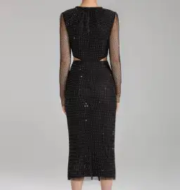 Self portrait  Diamanté Fishnet Midi Dress Black Size 12 for rent on The Volte - image 3