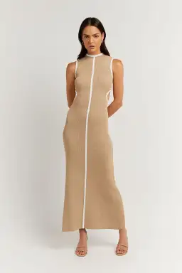 Dissh Binding Wheat Knit Midi Dress Nude Size 10 for rent on The Volte - image 1