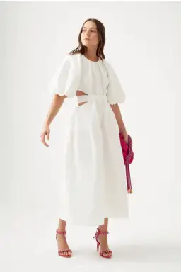 Aje Mimosa Cut Out Midi Dress White Size 8  for rent on The Volte - image 1