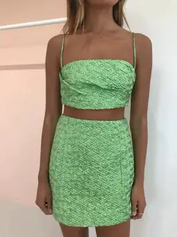 Bec & Bridge Apple Top and Mini Skirt Set Green Size 10 for rent on The Volte - image 4