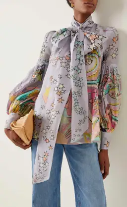 Zimmermann Concert Necktie Blouse Print Size 1/Au 10 for rent on The Volte - image 1