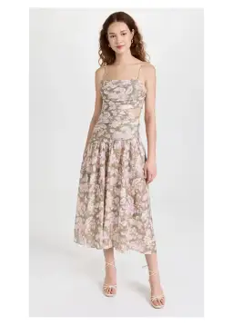 Zimmermann Lyre Wrap Tie Side Midi Dress Floral Size 1 / Au 10