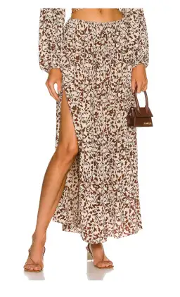 Matteau Voluminous Cropped Blouse and Draw Cord Split Skirt in Santal Print Size 2/Au8 for rent on The Volte - image 2