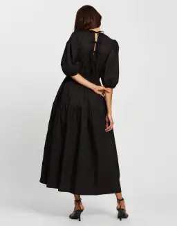 AERE Organic Cotton Poplin Midi Dress - Black, size 8