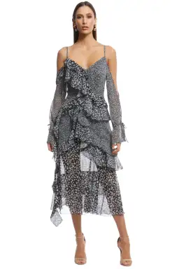 Asilio Animal Print Ruffle Dress Print Size 6