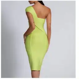 Meshki Eloise Asymmetric Bandage Dress Lime Size XS / Au 6 for rent on The Volte - image 3