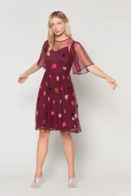 Gorman Claire Embellished Dress Red Beaded Size 8 for rent on The Volte - image 1