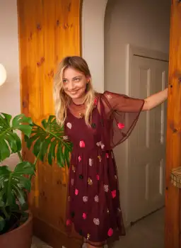 Gorman Claire Embellished Dress Red Beaded Size 8 for rent on The Volte - image 3