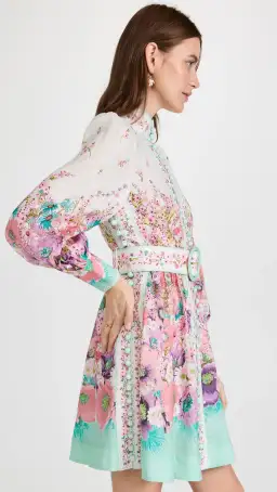 Zimmermann Jude Buttoned Mini Dress Aqua Gradient Floral Size 0/Au 8 for rent on The Volte - image 3