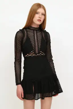 Self Portrait Hall Mini Dress Black Size 12 for rent on The Volte - image 3