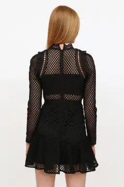 Self Portrait Hall Mini Dress Black Size 12 for rent on The Volte - image 4