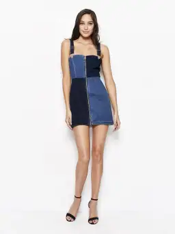 Alice McCall Hello It's Me Denim Patchwork Mini Dress Size 6