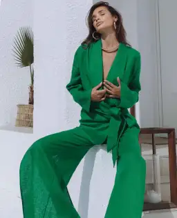 Chic Le Frique Abeni Linen Set Green Size 8  for rent on The Volte - image 3