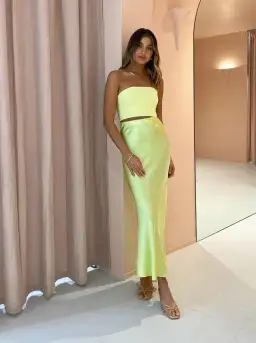 Bec & Bridge Citrus Sweetie Strapless Top Size 12 and Maxi Skirt Size 10 Set Green for rent on The Volte - image 1