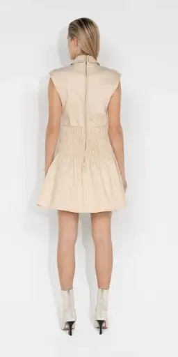 Cue Cotton Shirred Blazer Dress Beige Size 10 for rent on The Volte - image 3