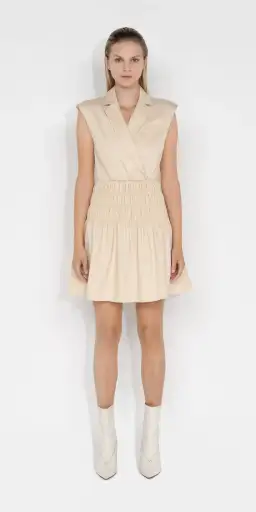 Cue Cotton Shirred Blazer Dress Beige Size 10 for rent on The Volte - image 1