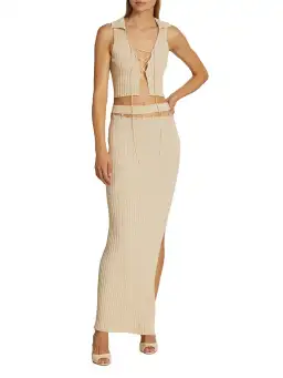 Aya Muse Reposier tan Top & Skirt Set Tan Size 6