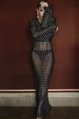 Rat & Boa Sheer Gisele Maxi Dress Blue/Print Size 8 for rent on The Volte - image 2