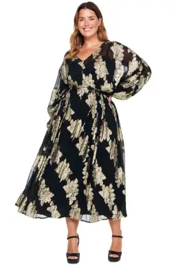 Never Fully Dressed Jaquard Missi Dress Black/Print Size 18 for rent on The Volte - image 1