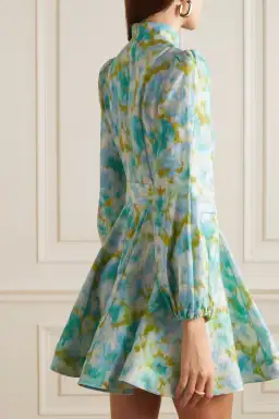Zimmermann High Tide Buttoned Mini Dress Aqua Irate Floral Size 3/Au 14 for rent on The Volte - image 2