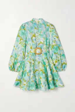 Zimmermann High Tide Buttoned Mini Dress Aqua Irate Floral Size 3/Au 14 for rent on The Volte - image 3