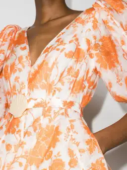 Zimmermann Postcard Puff Sleeve Flared Mini Dress Orange Tonal Floral AU14 (22:11) for rent on The Volte - image 4