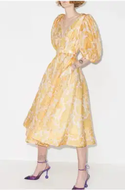 Zimmermann Postcard Puff Sleeve Midi Dress in Yellow AU14 (22:12) for rent on The Volte - image 3