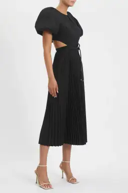 Rebecca Vallance Magdalena Puff Sleeve Midi Dress Black Size 8  for rent on The Volte - image 2