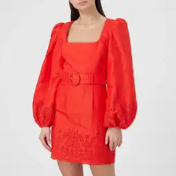 Rebecca Vallance Portia Broderie Anglaise Mini Dress Red Size 10 for rent on The Volte - image 3