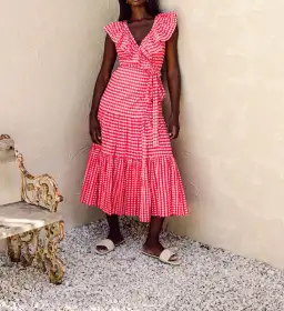 Bird and Kite Juni Wrap Dress Calypso Gingham Size XL / Au 14 for rent on The Volte - image 1