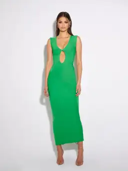 Effie Kats Carli Keyhole Midi Dress in Jungle Green Size 10