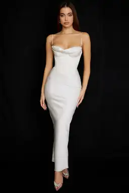 House of CB Charmaine Ivory Corset Maxi Dress White Size XS / Au 6