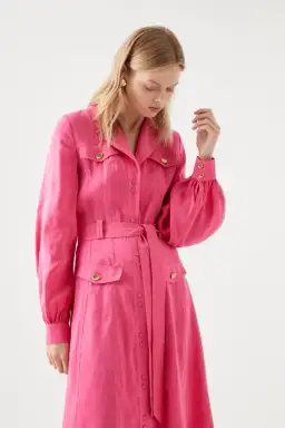 AJE Sophie Shirt Midi Dress Pink Size 10