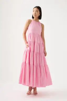 Aje Marguerite Tie Back Maxi Dress Pink Size 12