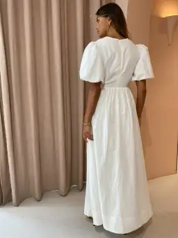 By Nicola Dahlia Ring Detail Maxi Dress in White Size 8 for rent on The Volte - image 3