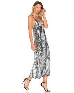 Off-White c/o Virgil Abloh Metallic Sequin Slip Dress Size 10