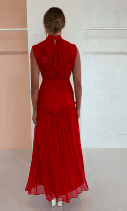 Shona Joy Clemence High Neck Midi Dress Red Size 12 for rent on The Volte - image 3