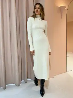 Camilla & Marc Gray Rib Knit Dress in Ecru Size 12 for rent on The Volte - image 1