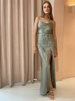 Shona Joy La Lune Bias Cowl Maxi Dress Sage Size 10 