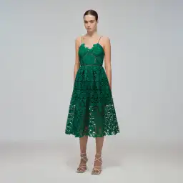 Self Portrait Azalea Midi Dress Emerald Green Size 14 for rent on The Volte - image 1