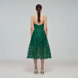 Self Portrait Azalea Midi Dress Emerald Green Size 14 for rent on The Volte - image 2