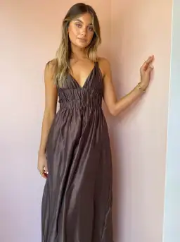 Sir the Label Anje V neck gown chocolate size 0 for rent on The Volte - image 1