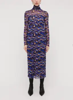 Scanlan Theodore Italian Wave Print Mesh Dress Print Size 6 for rent on The Volte - image 1
