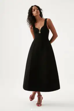 Aje Sylvette Knit Midi Dress Black Size XXS/AU 4