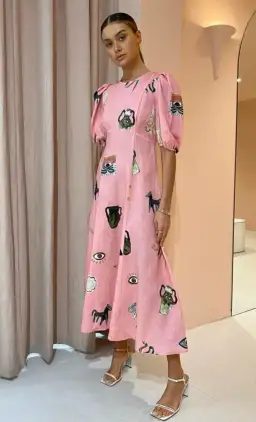 Alemais Cleo Midi Dress in Pink Size 10 for rent on The Volte - image 4