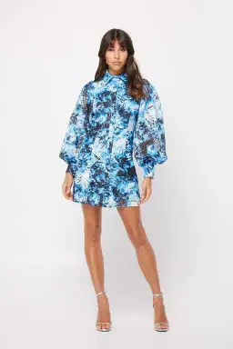 Mossman The High Rise Mini Dress Blue and white Size 8 for rent on The Volte - image 1