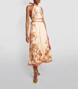 Zimmermann Cassia Halter Bow Midi Dress in Cream Bird Floral Size 6 for rent on The Volte - image 1