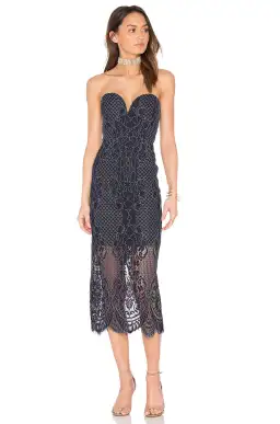 Shona Joy Lace Bustier Midi Dress Navy Size 12 / L for rent on The Volte - image 1
