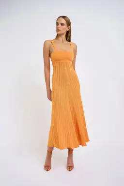 By Johnny Adelita Knit Midi Dress Orange Size 8 / S for rent on The Volte - image 1